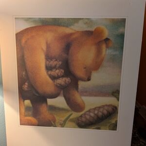 Golden Bear Pinecone Art Print in Warm Yellow-Brown